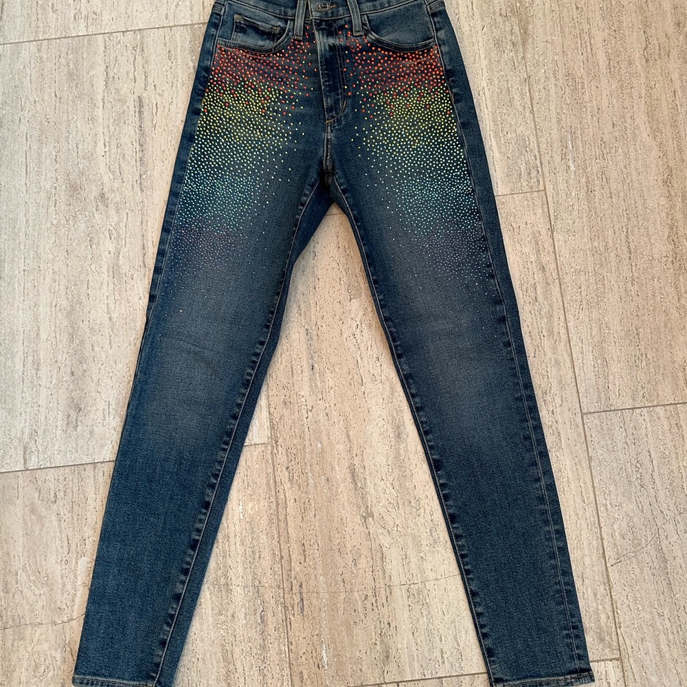 Joe’s and Stephanie Gottlieb colab. Rainbow crystal embellished. Size 26